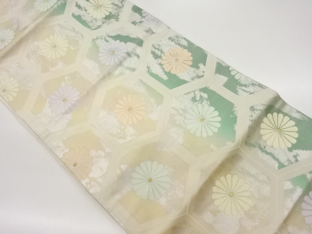 亀甲尽くしに菊模様織出し名古屋帯